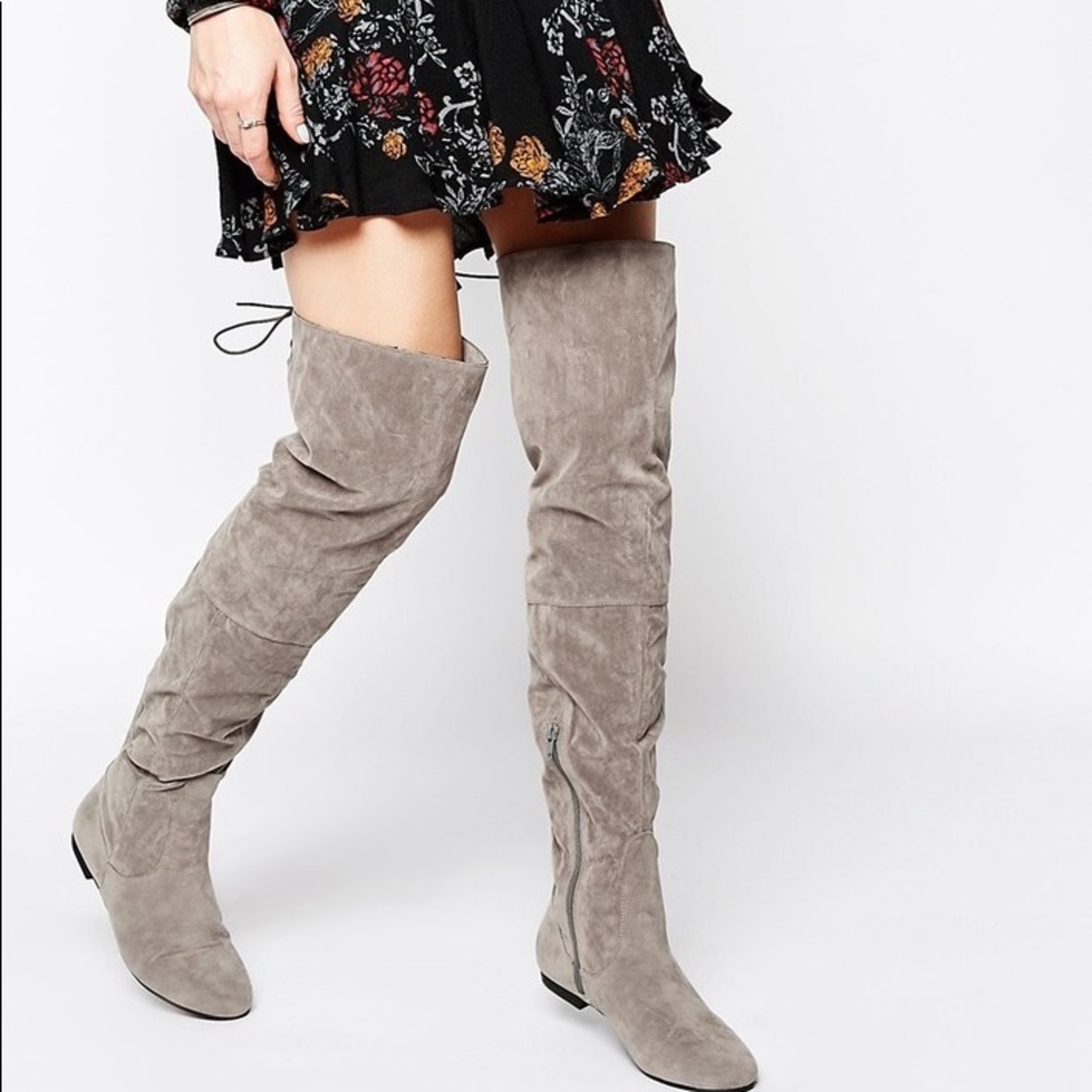Grey over the knee boots